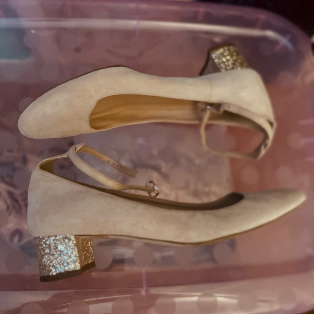 J. Crew pink & gold shoes